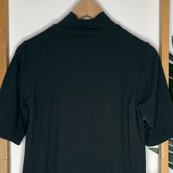 SOLD Trenery Dark Forest Green Mock Neck 1/2 Sleeve T-Shirt Top Size S Cotton - Picture 7 of 10